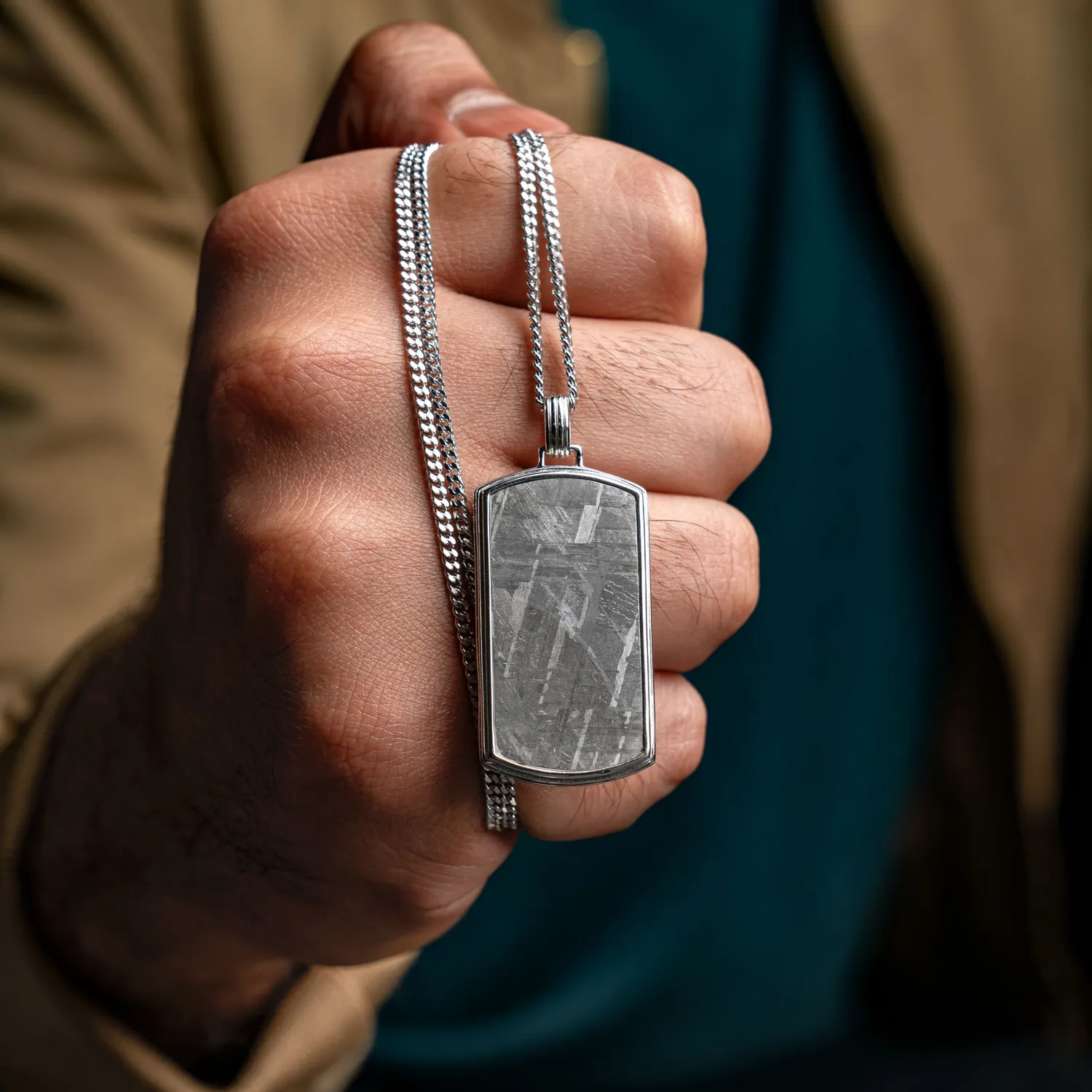Duxot Vezeto Hazy Silver Meteorite anheng i 925 sølv