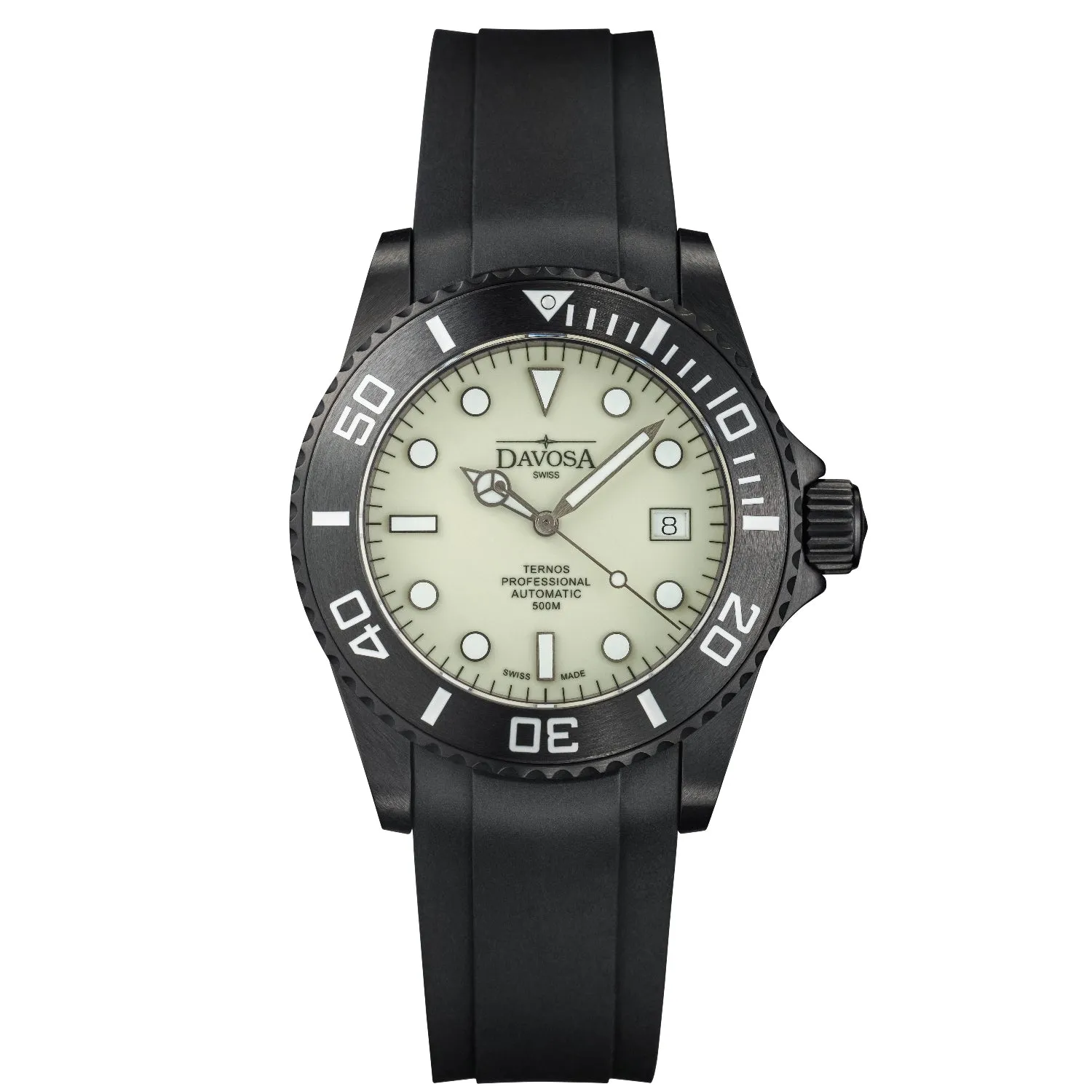 DAVOSA Ternos Professional gummirem svart 22 mm folding clasp