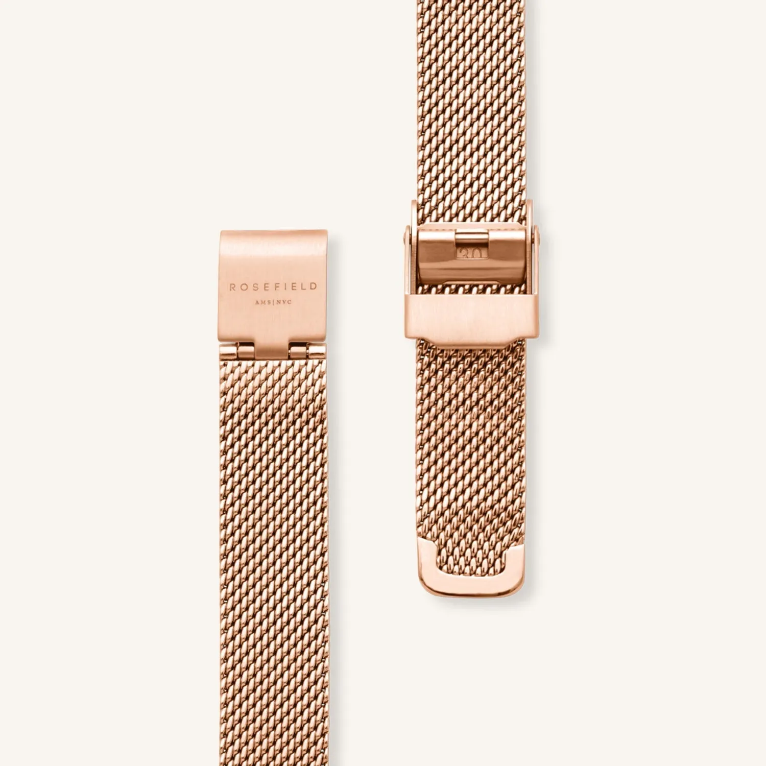 Rosefield Octagon XS Mesh Rose Gold klokke 24 mm meshlenke