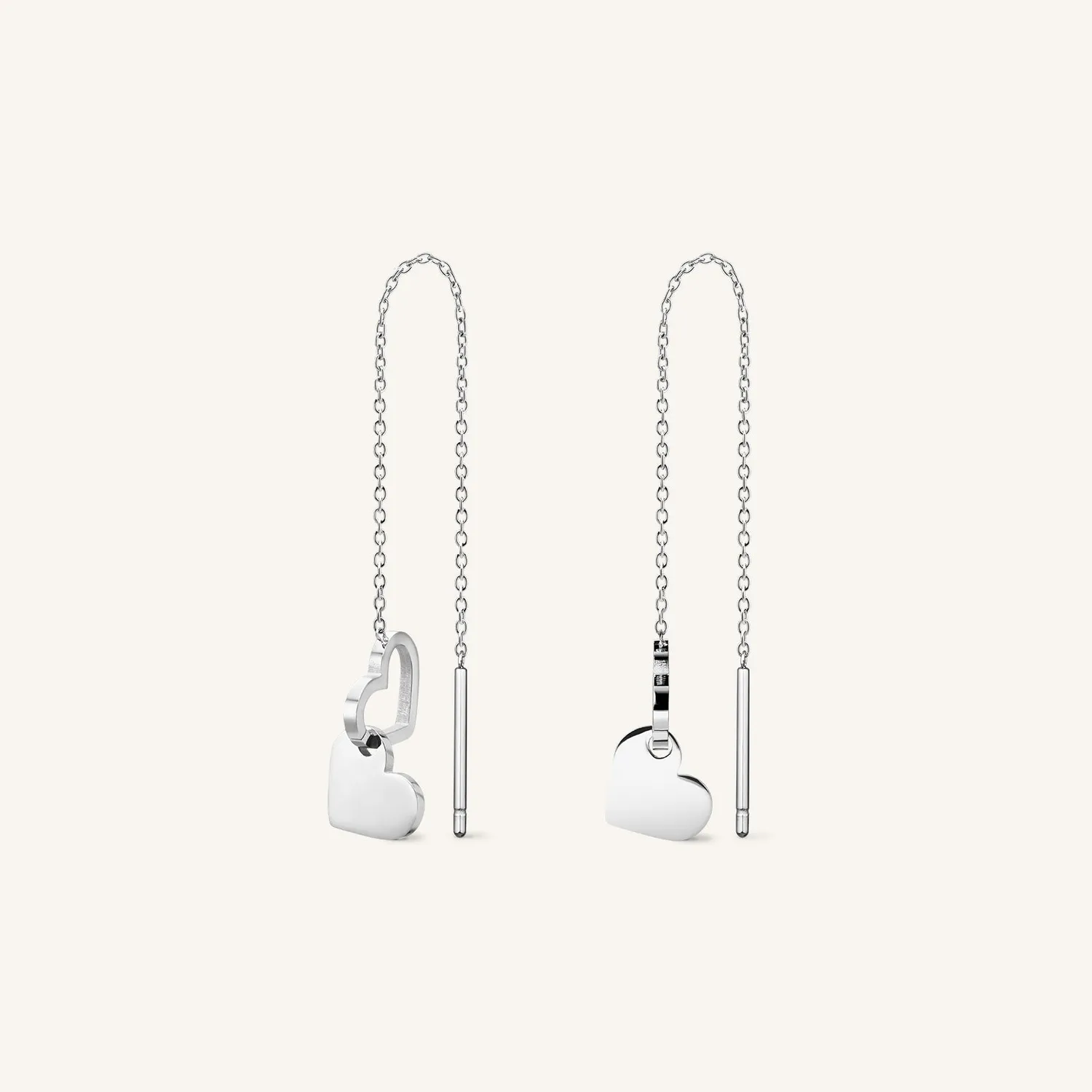 Rosefield Double Heart Earrings øredobber gull og sølvbelagt stål