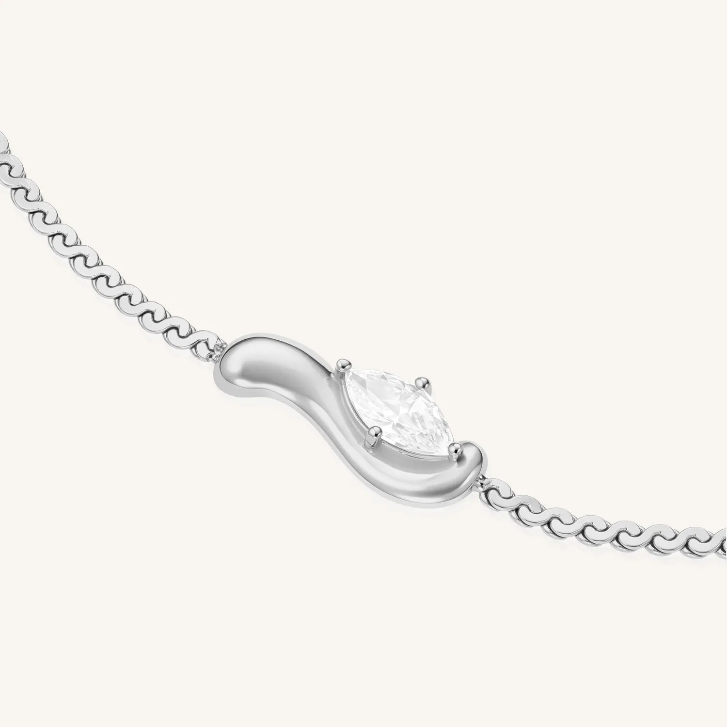 Rosefield Essentials Marquise Wave Bracelet armbånd gull sølv
