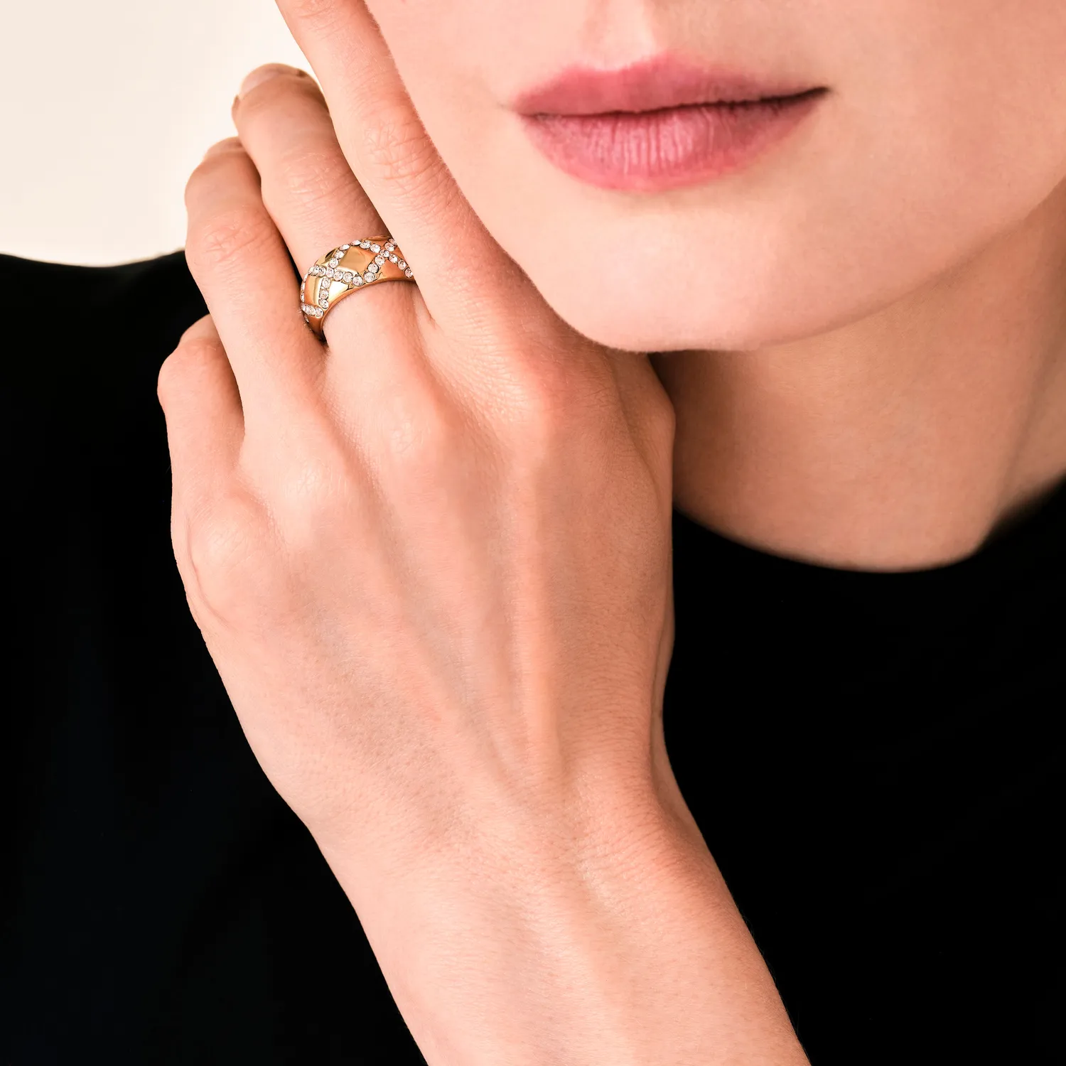 Rosefield Crystals Star Pave Ring gull str. 48–56