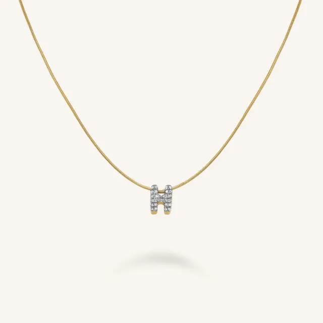 Rosefield Crystal Letter H halskjede gull 42–46 cm