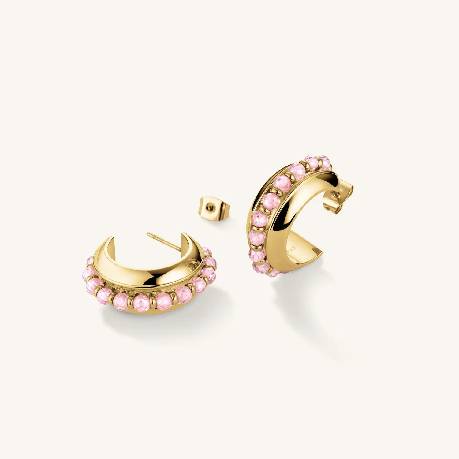 Rosefield Beads Hoop Pink øredobber gull rosa perle