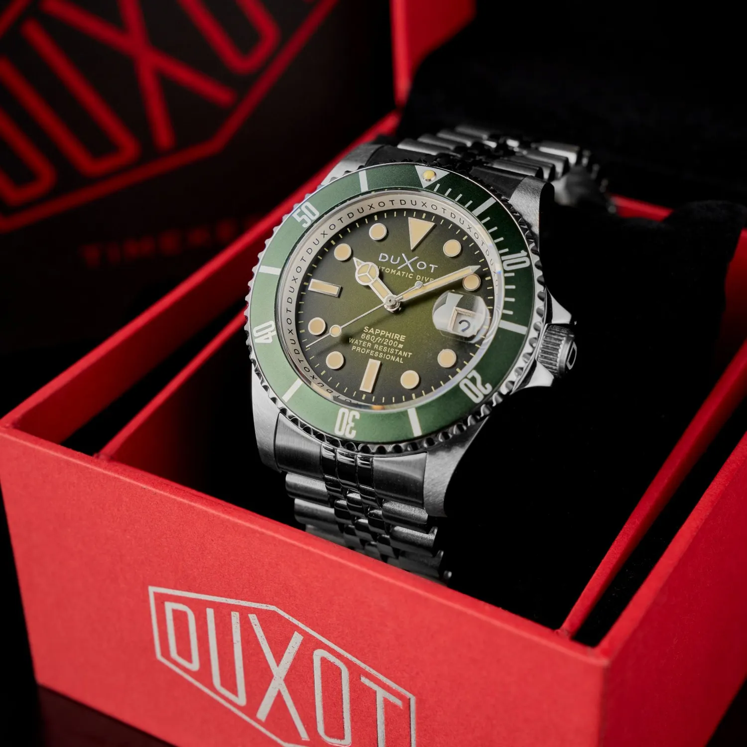 Duxot Atlantica Hunter Green automatisk dykkerklokke