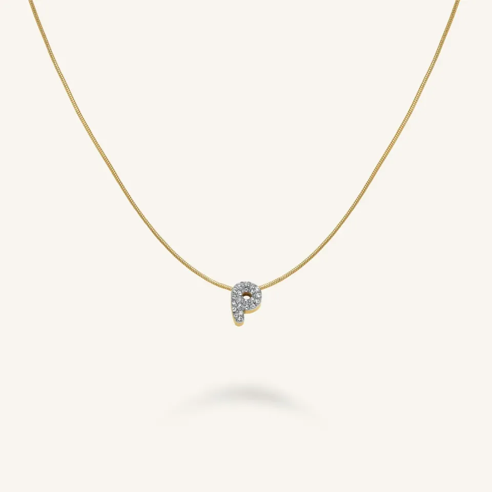 Rosefield Crystal Letter P halskjede P gull justerbart