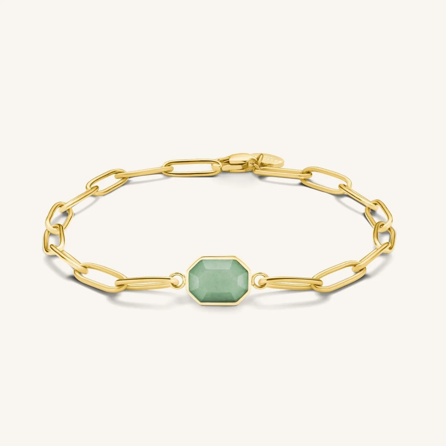 Rosefield Geometric Gemstone Bracelet armbånd gull grønn aventurin