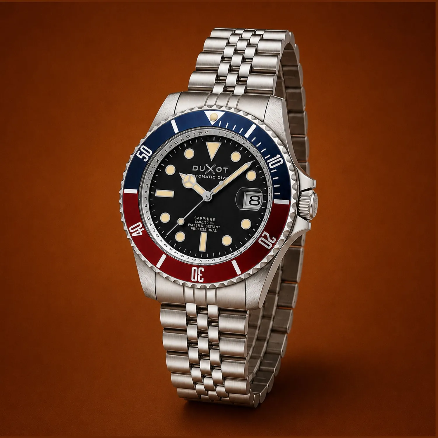Duxot Atlantica Diver Automatic dykkerklokke Onyx Black 20 ATM