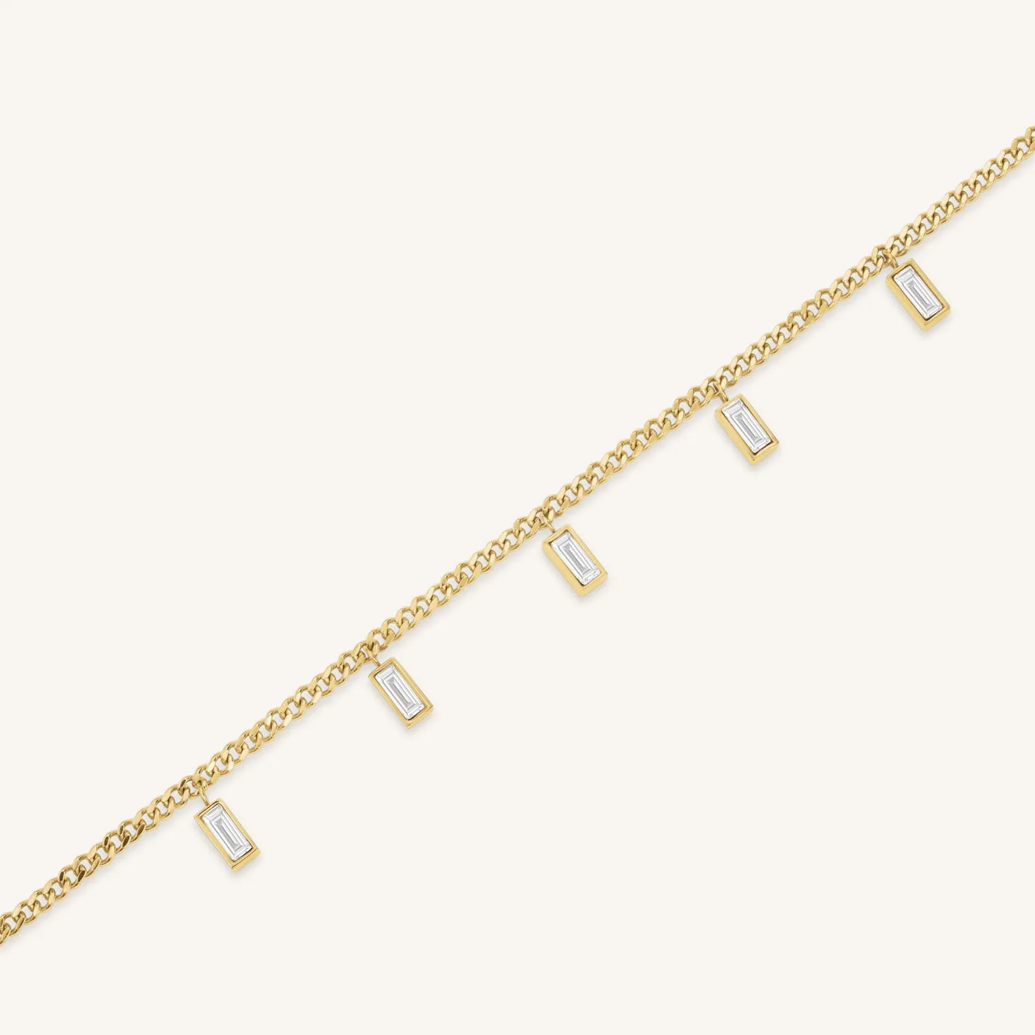 Rosefield Baguette Necklace halskjede gull justerbart