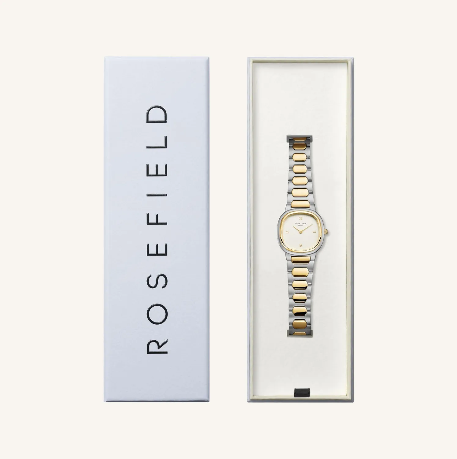 Rosefield Gaia Duotone klokke tofarget krem uten gravering