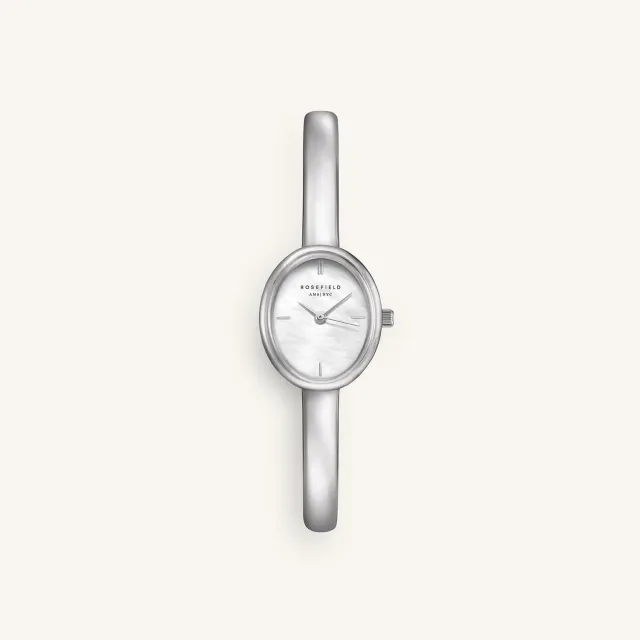 Rosefield Studio Bangle S Silver klokke sølv hvit perlemor