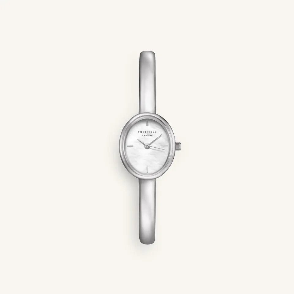Rosefield Studio Bangle S Silver klokke sølv hvit perlemor