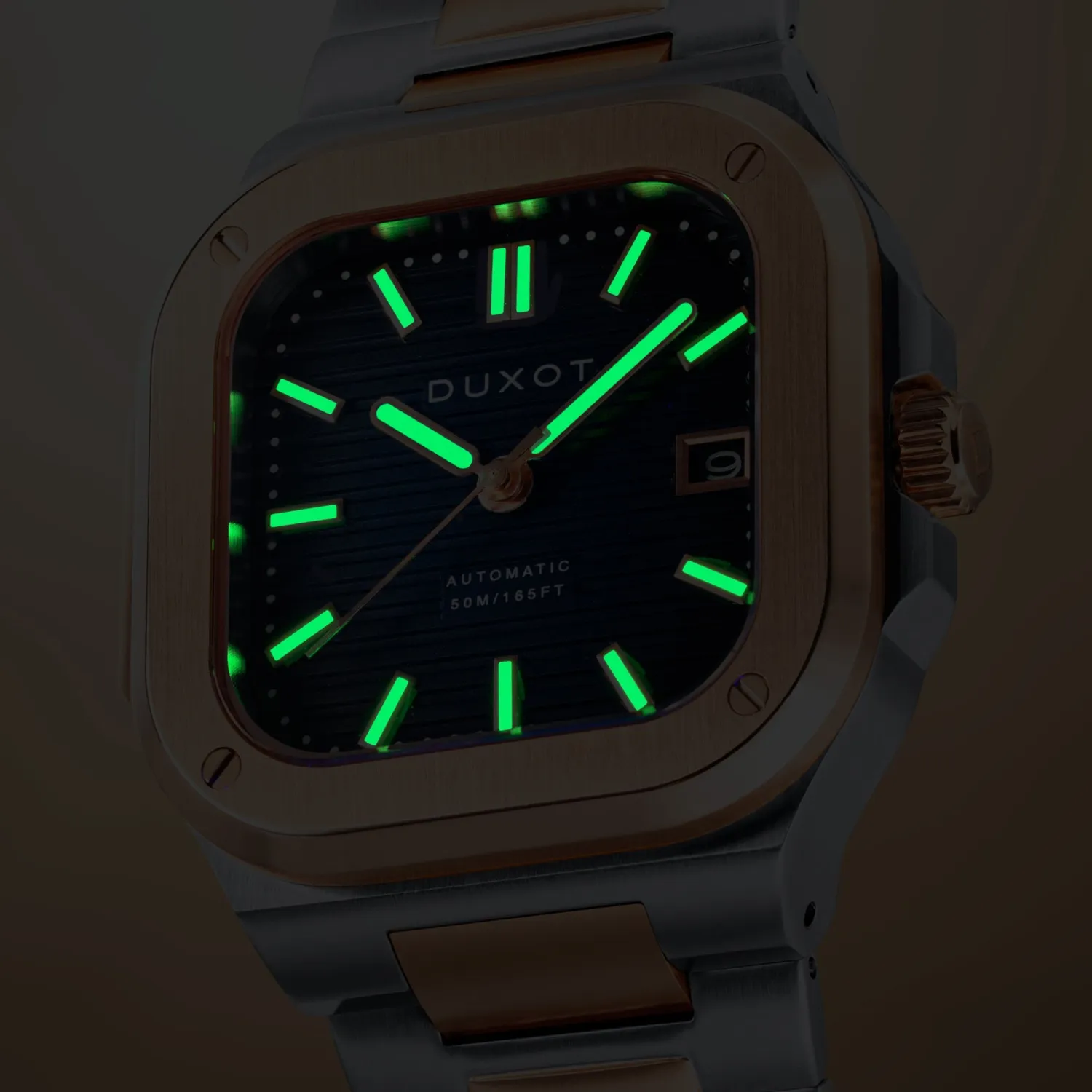 Duxot Quadrata Automatic klokke Capri Blue 42 mm stållenk