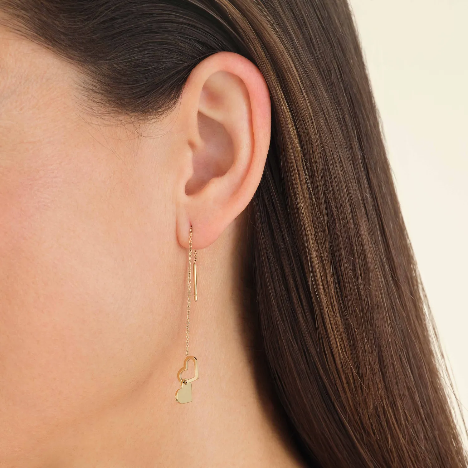 Rosefield Double Heart Earrings øredobber gull og sølvbelagt stål