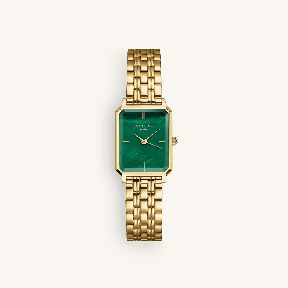 Rosefield Octagon XS Emerald klokke 19,5 mm grønn perlemor