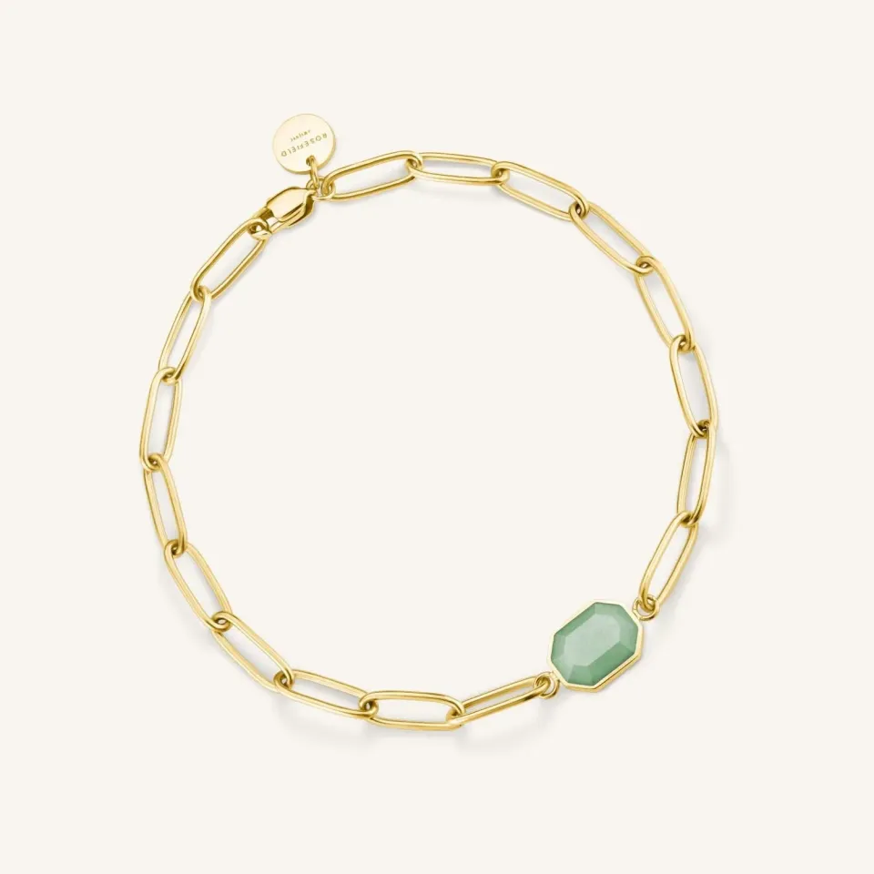 Rosefield Geometric Gemstone Bracelet armbånd gull grønn aventurin
