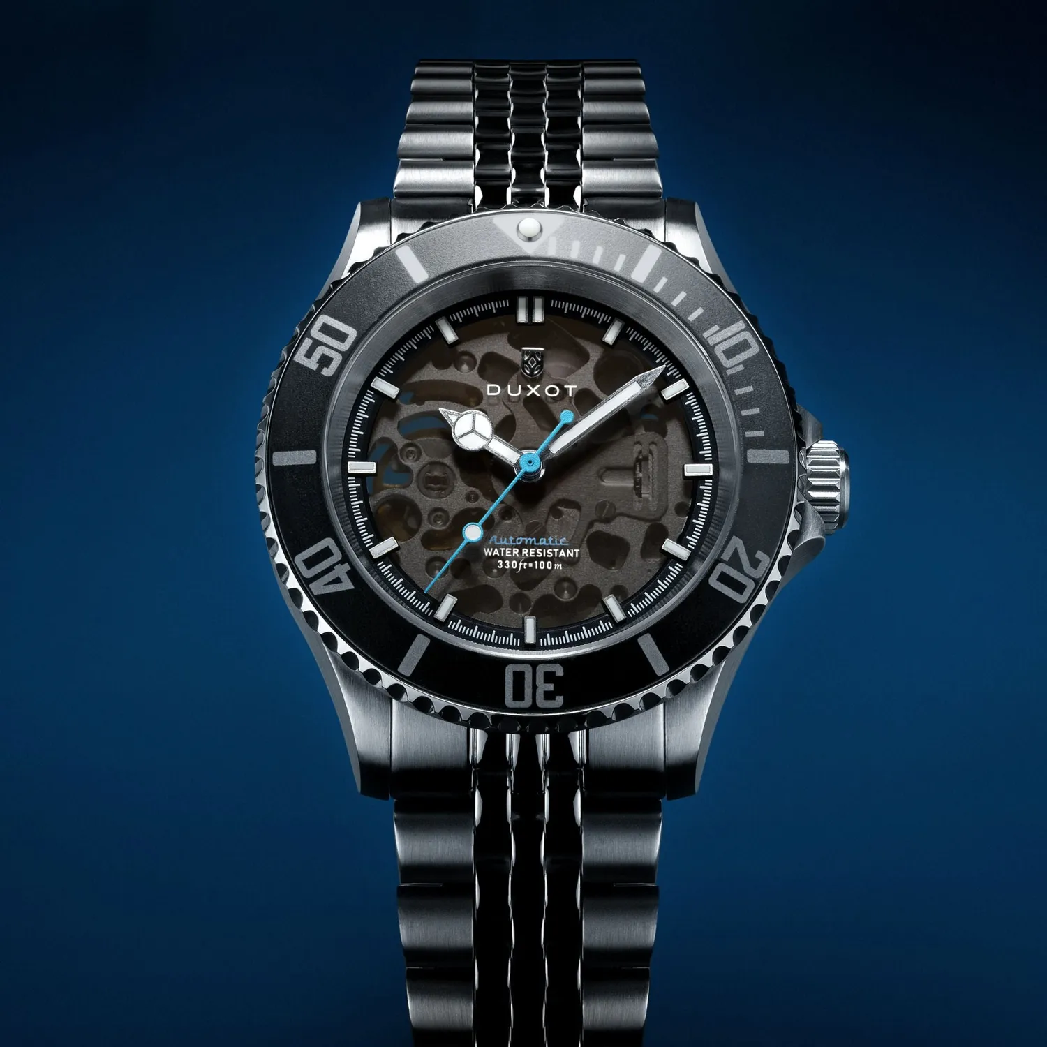Duxot Atlantica Skeleton Diver Automatic Charcoal Black klokke 100 m