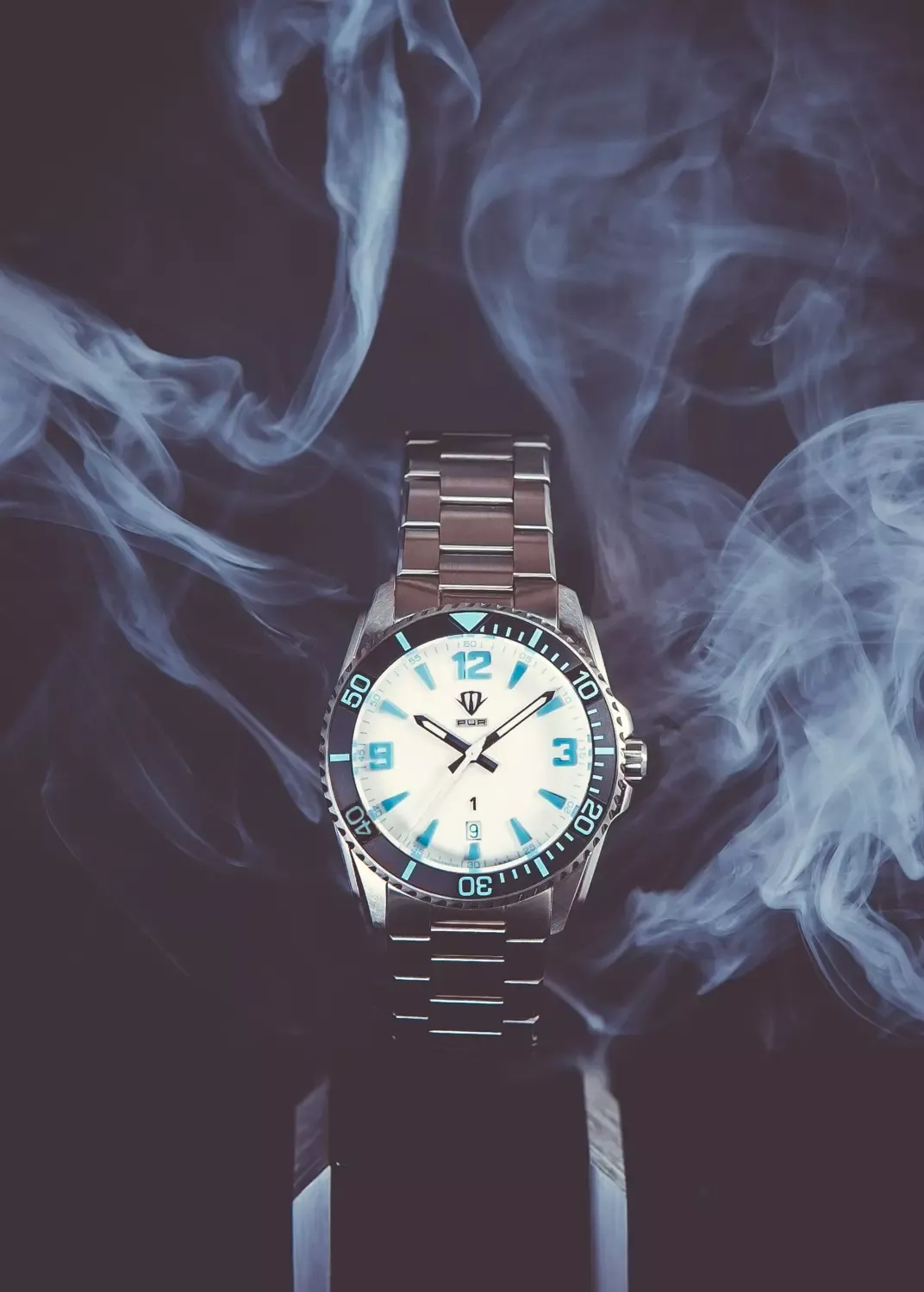 PUR 1 Hvit med Sort Keramisk Bezel Insert klokke