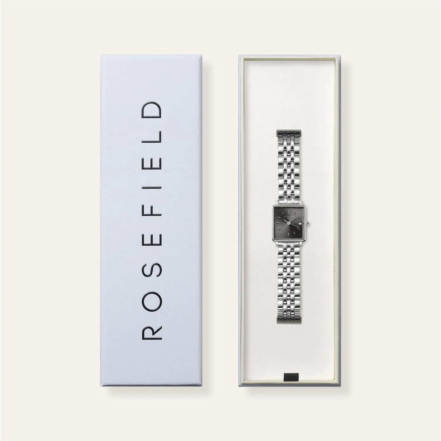 Rosefield Boxy XS Grey klokke 22 mm sølvfarget stål