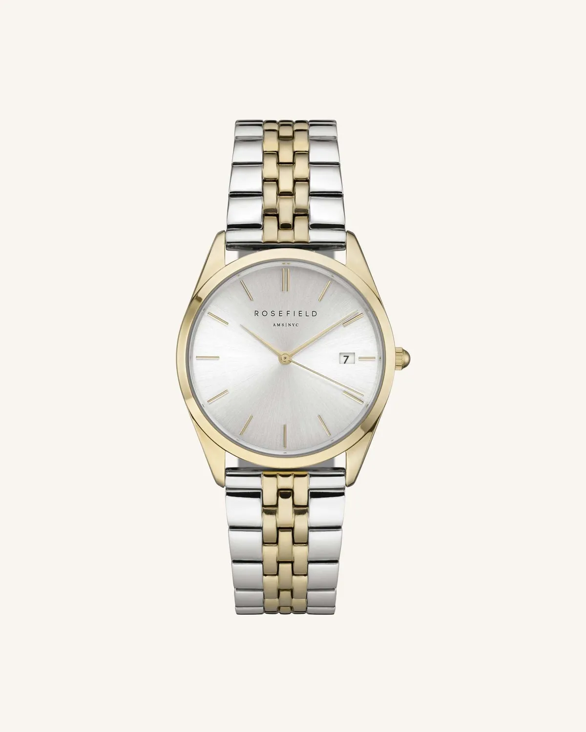 Rosefield Silver - Gold Strap klokkereim 18 mm sølv og gull