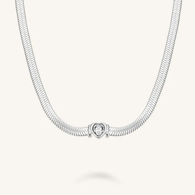 Rosefield Snake Heart Choker-halskjede sølv 38–42 cm i stål
