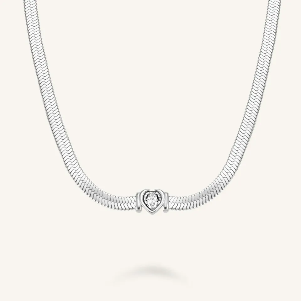 Rosefield Snake Heart Choker-halskjede sølv 38–42 cm i stål
