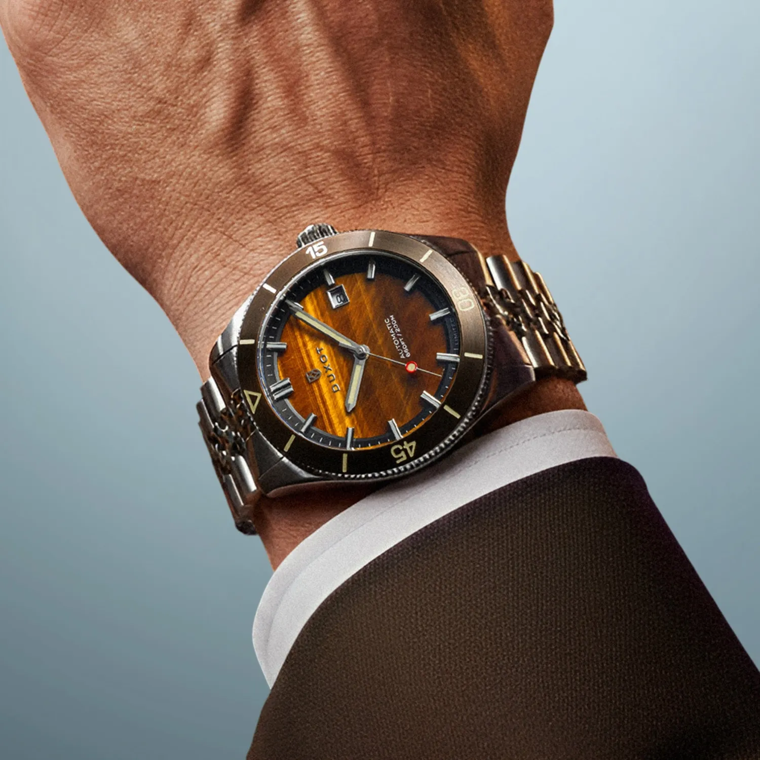 Duxot Pacifico Tiger Eye automatisk klokke steinskive