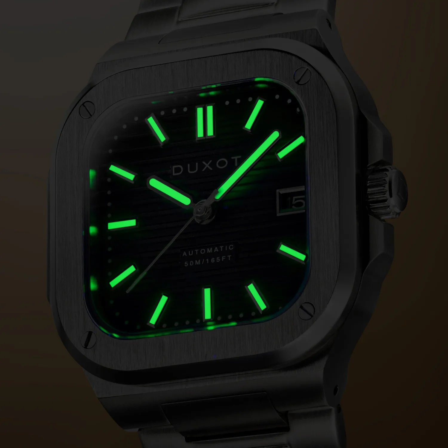 Duxot Quadrata Automatic klokke Sage Green 42 mm stållenk