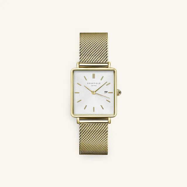 Rosefield Boxy Gold Mesh klokke gull mesh 26 mm