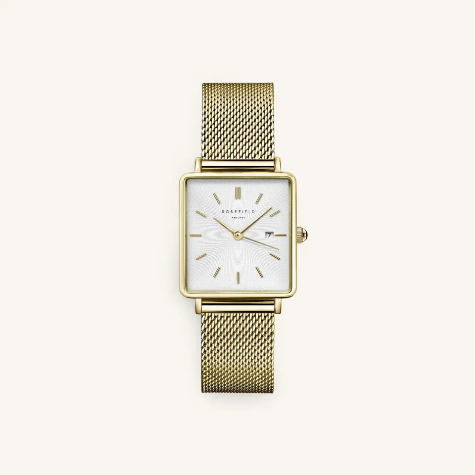 Rosefield Boxy Gold Mesh klokke gull mesh 26 mm