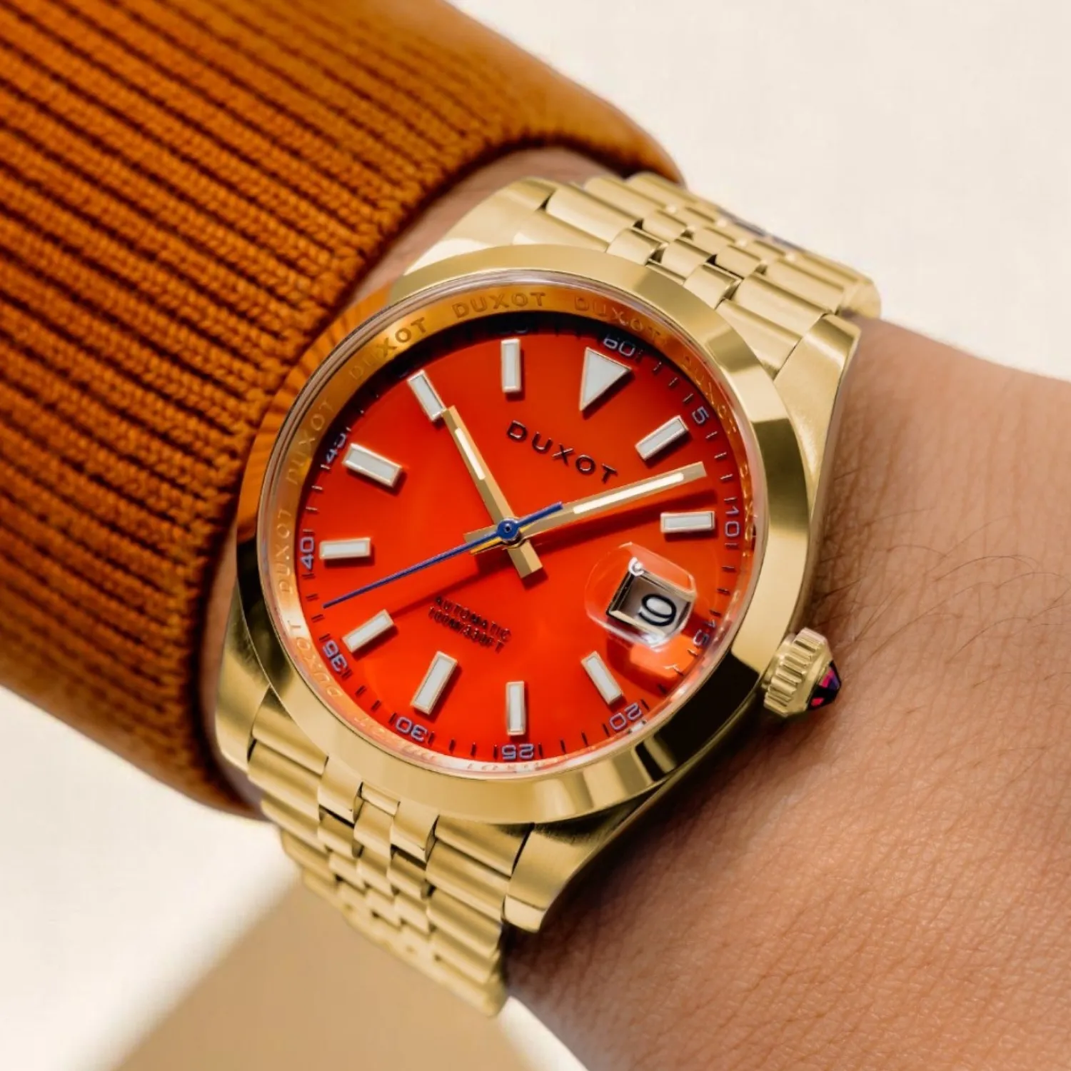 Duxot Vezeto Brown Crystal automatisk klokke brun 40 mm dato