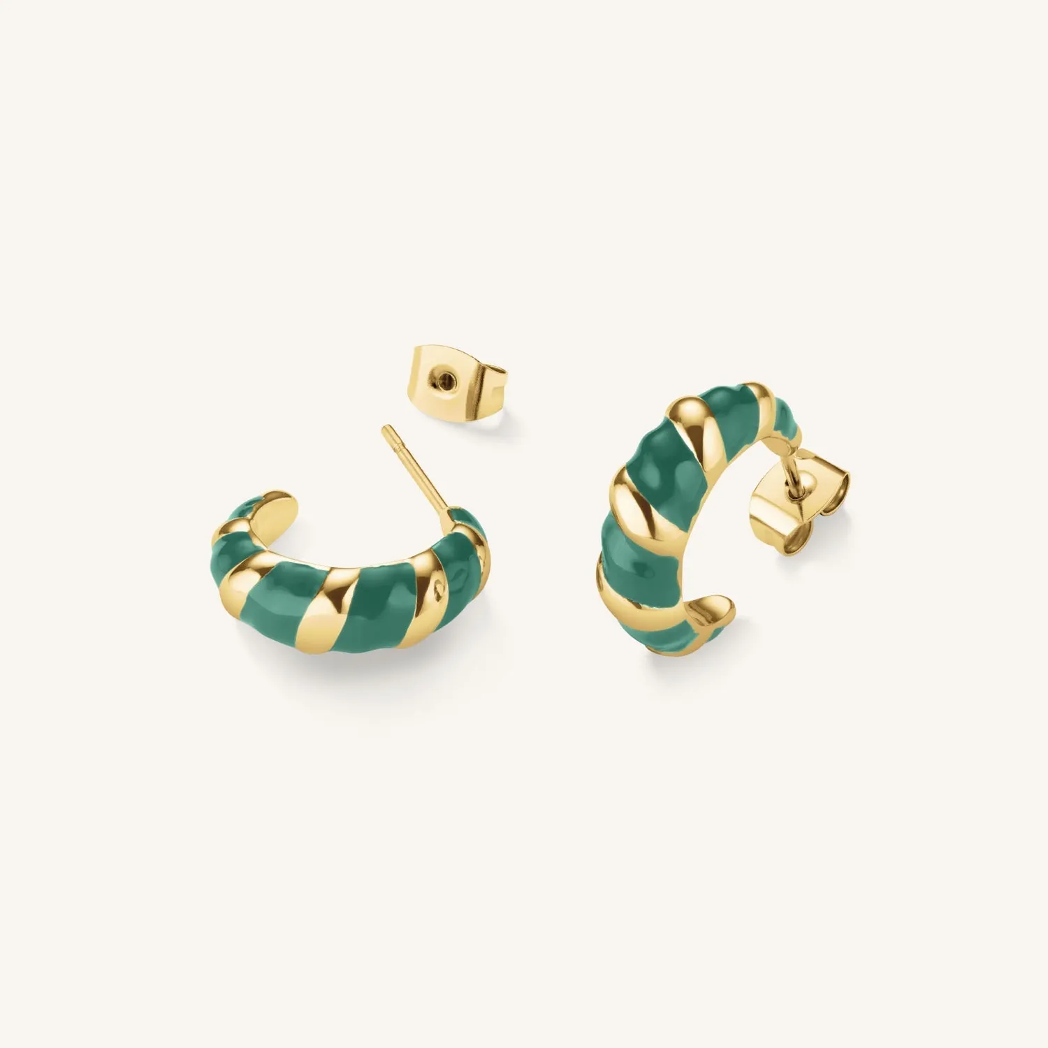 Rosefield Emerald Croissant Hoops hoops – grønn emalje