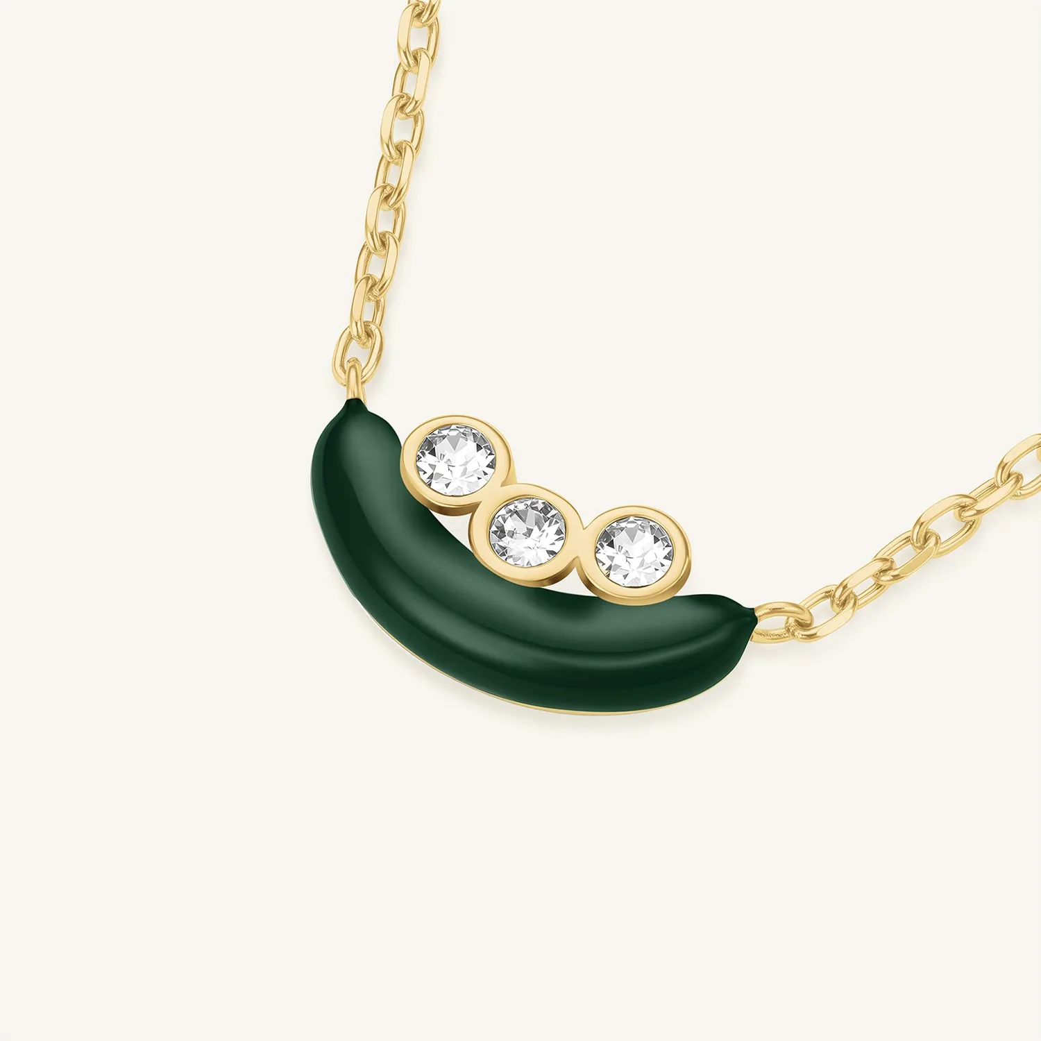 Rosefield Enamel Necklace halskjede gull grønt anheng