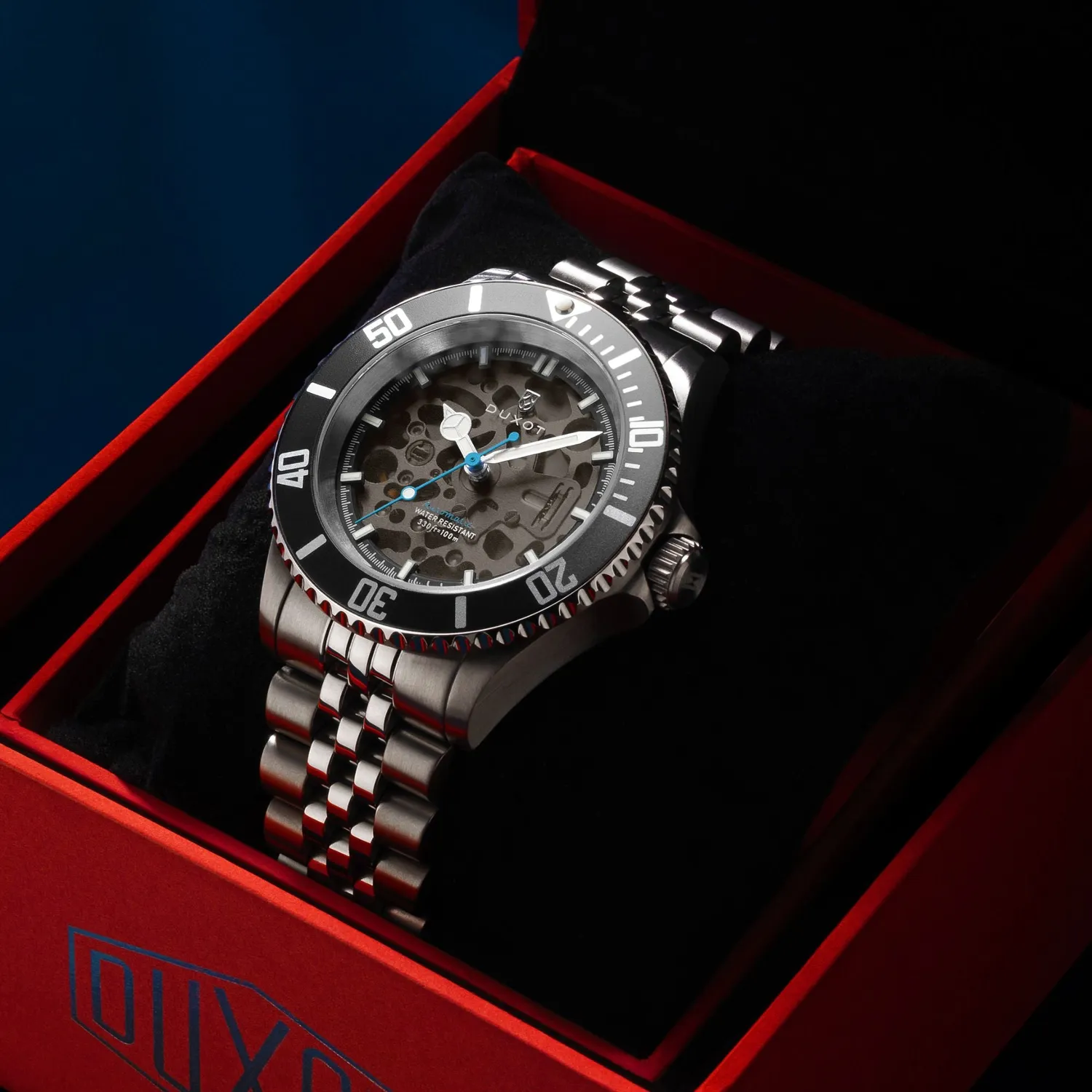Duxot Atlantica Skeleton Diver Automatic Charcoal Black klokke 100 m