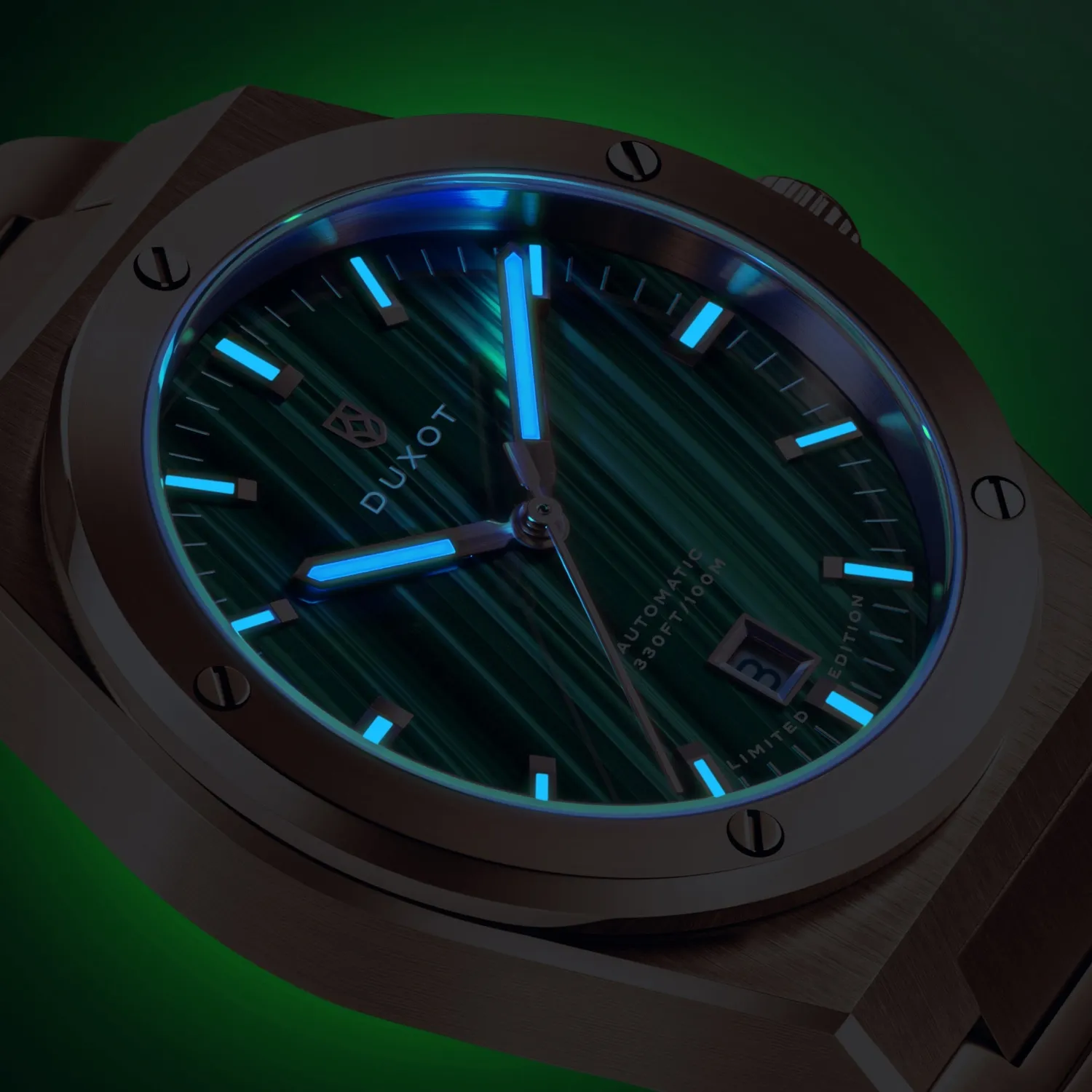 Duxot Bastia Malachite automatisk klokke naturstein