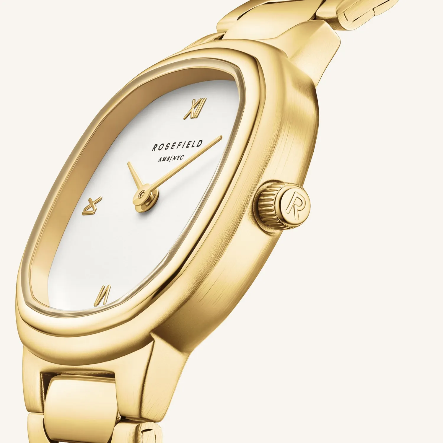 Rosefield Gaia XS Gold klokke gull kremfarget urskive