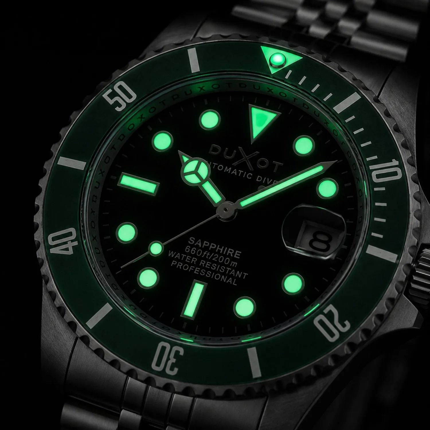 Duxot Atlantica Diver Automatic klokke Soot Black 20 ATM safirglass