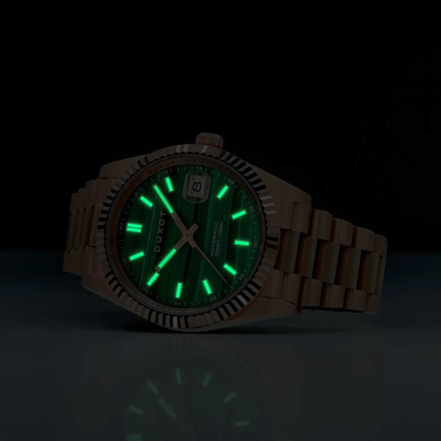 Duxot Marcel Green Malachite klokke malakitt