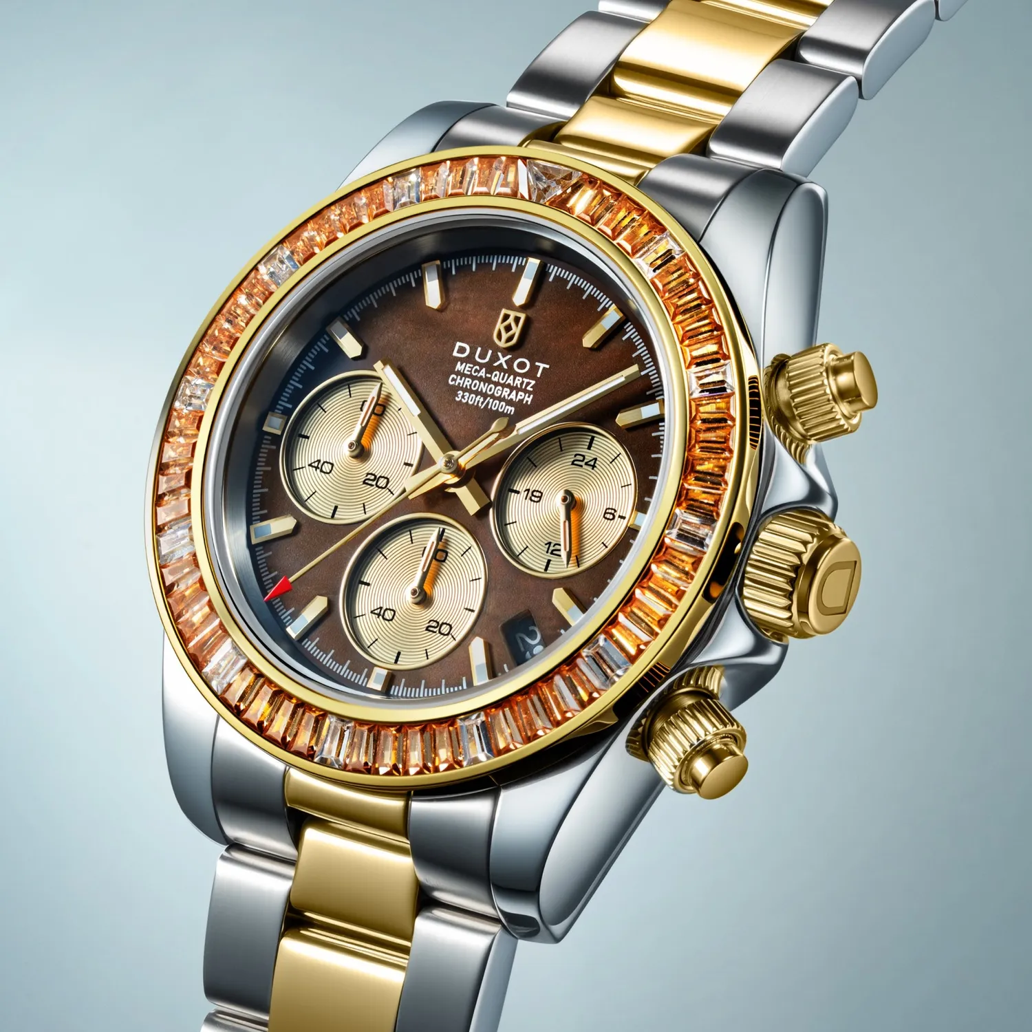 Duxot Accelero Rainbow Chronograph kronografklokke Pearl Brown 40 mm safirglass
