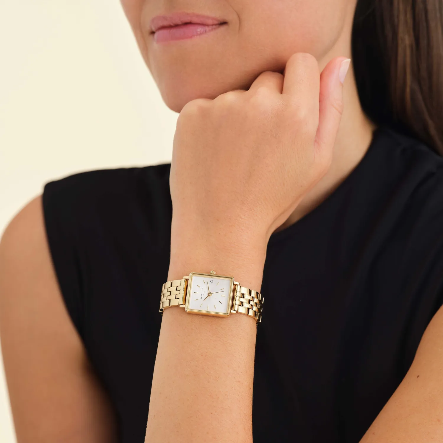 Rosefield Boxy XS klokke gull 22 mm stållenke