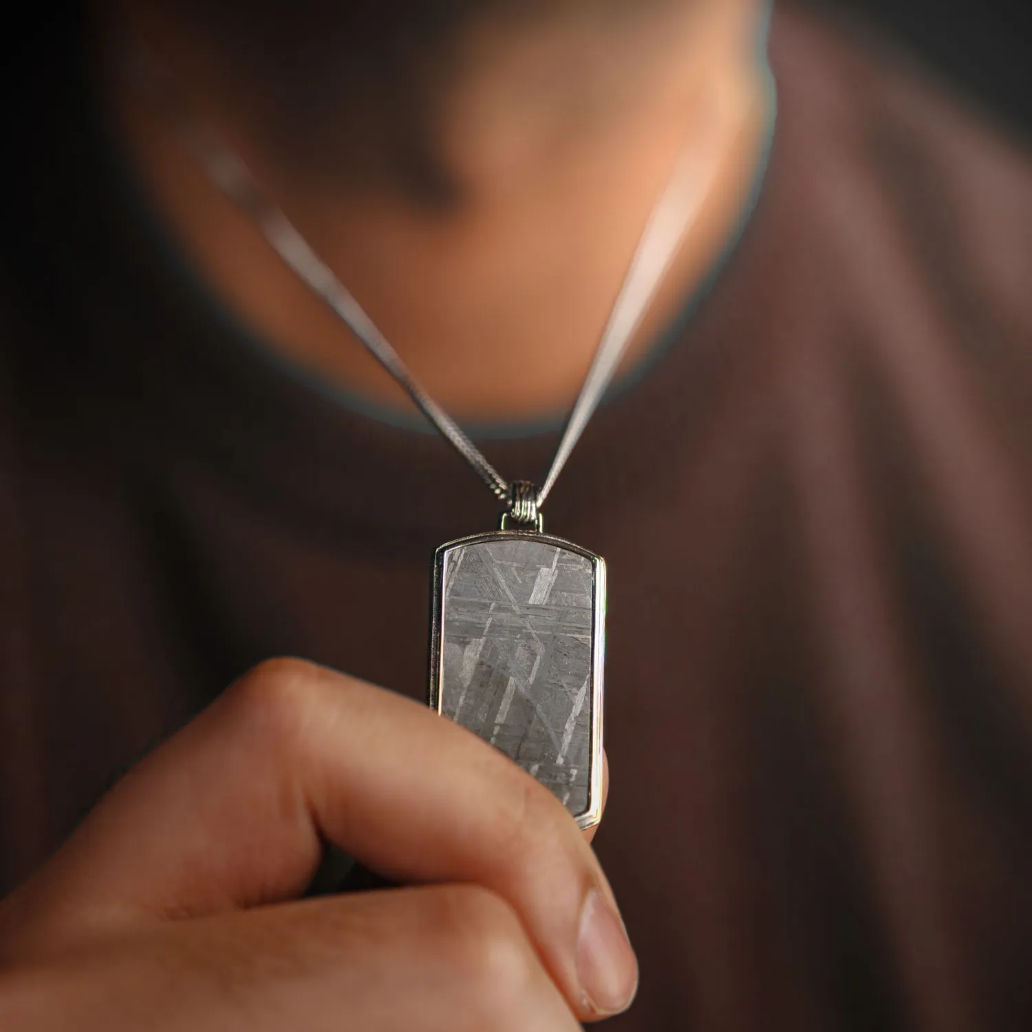 Duxot Vezeto Hazy Silver Meteorite anheng i 925 sølv