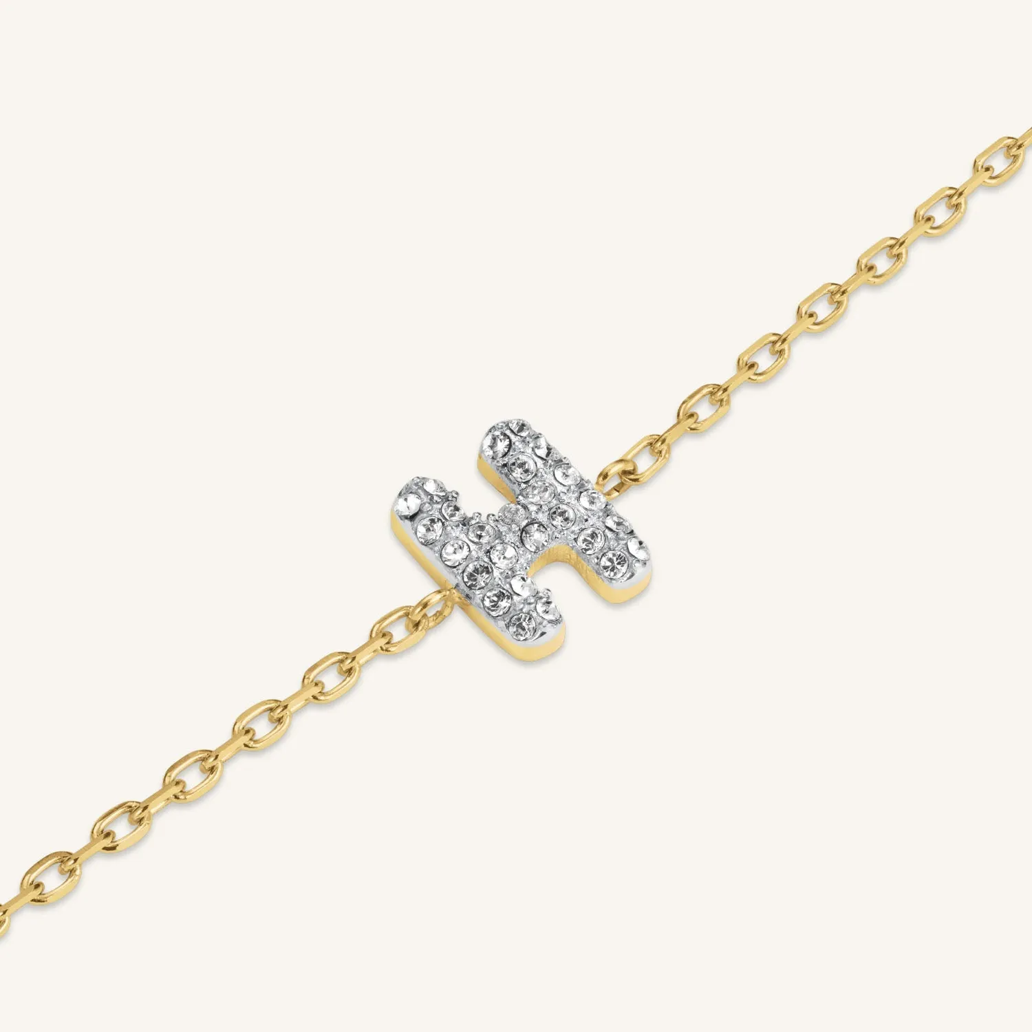 Rosefield Crystal Letter H armbånd gull justerbart