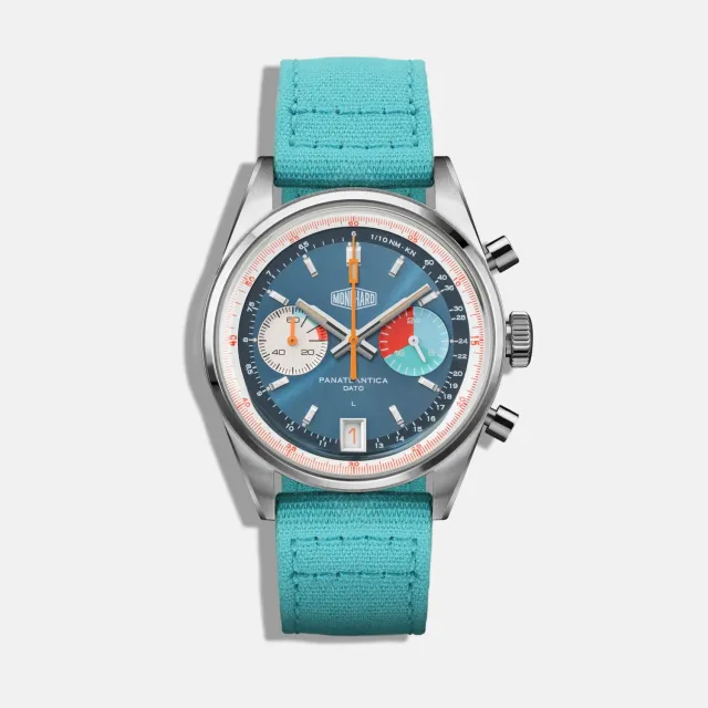 MonChard Regatta Blue klokke med canvasrem 38 mm