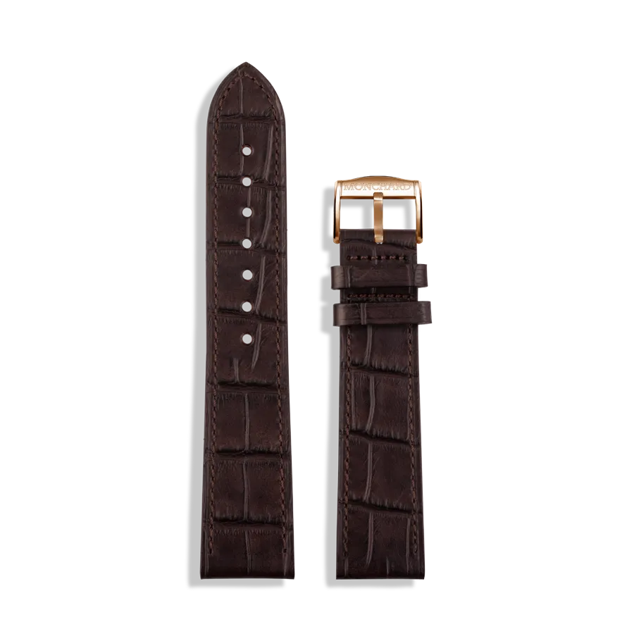 MonChard Croco Brown klokkerem 18 mm brun kalveskinn