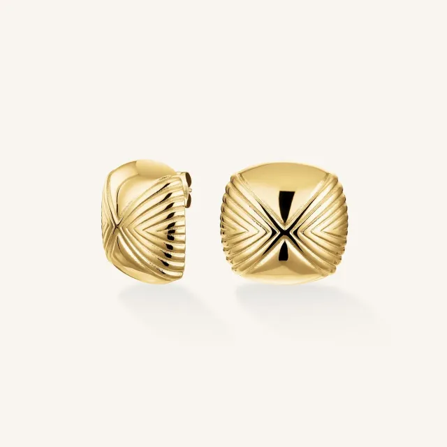 Rosefield Essentials Edged Studs ørestikker gullbelagt stål