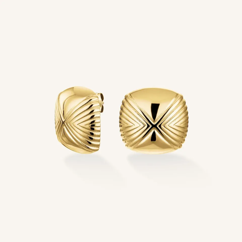 Rosefield Essentials Edged Studs ørestikker gullbelagt stål
