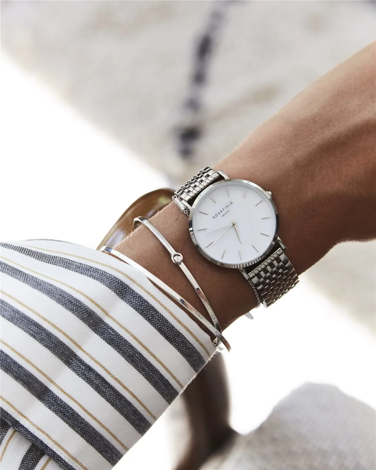 Rosefield Upper East Side Silver klokke 33 mm med hvit skive