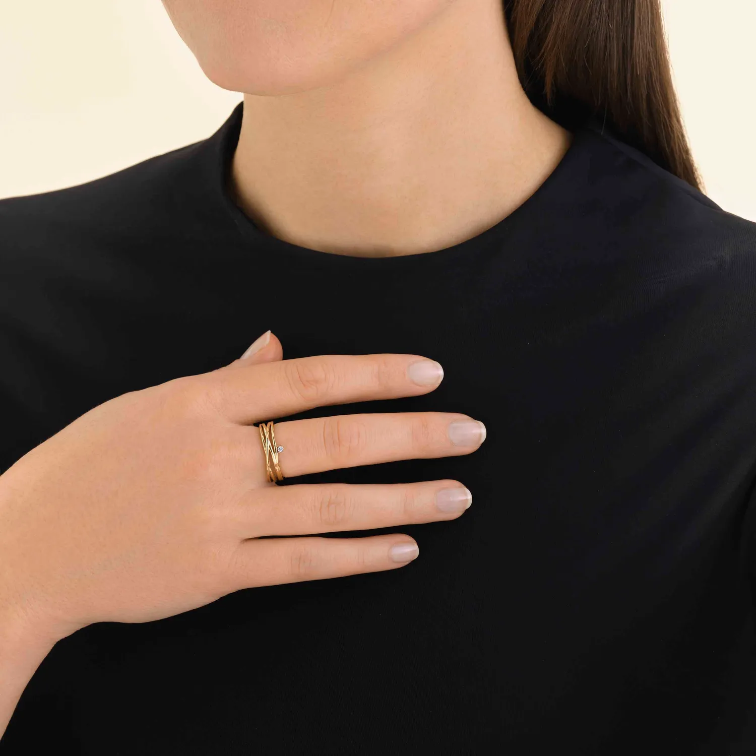 Rosefield Essentials Spiral Chaton Ring gullring gullbelagt stål