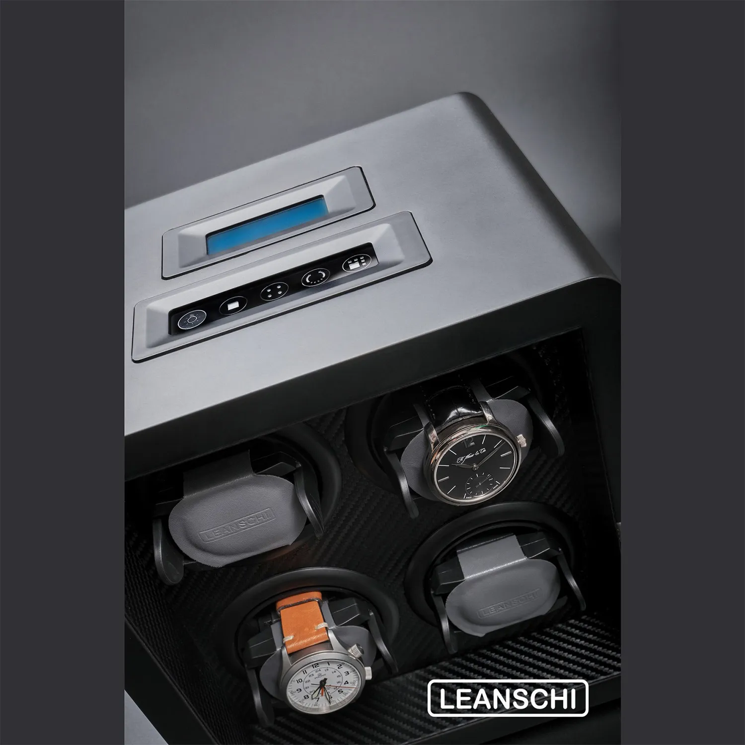 Leanschi watch winder 4 slots klokkeopptrekker svart