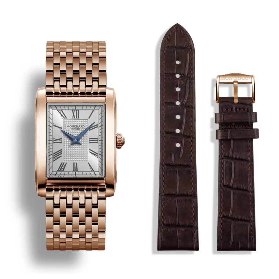 MonChard Classic White on Bracelet - Gold klokke 24,9 mm